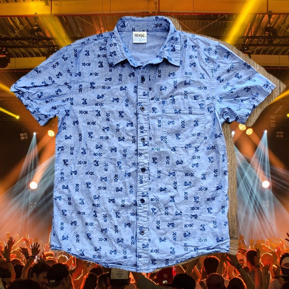 ⚡️ACDC Button-Down All Over Print T-Shirt Men's Size Small ⚡️
